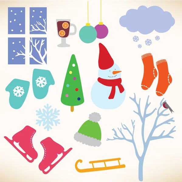 Vector collection symbols of winter — Stock Vector