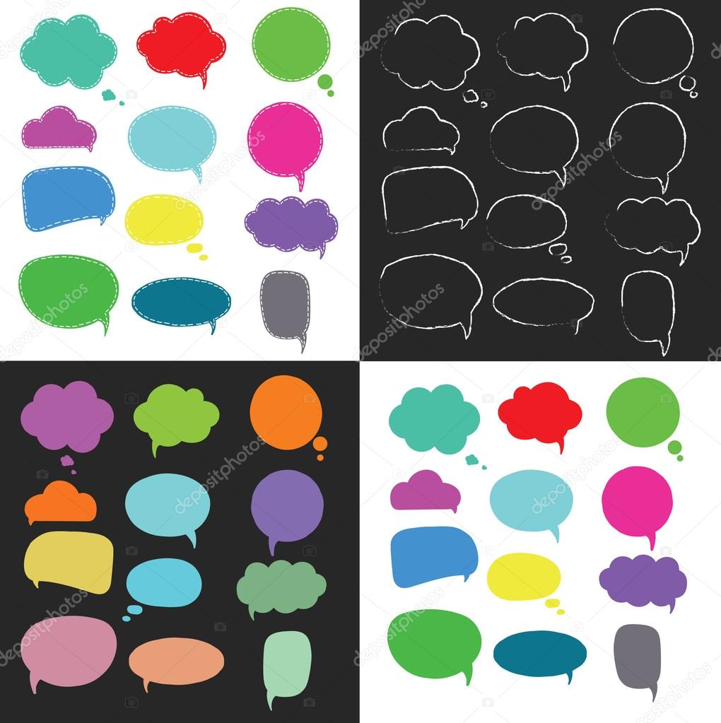 Hand-drawn colorful speech bubbles