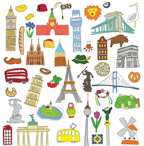 Vector symbols of many European countries — Stock Vector