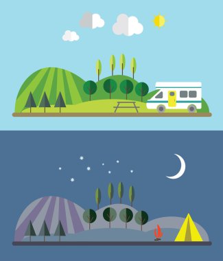 Gece gündüz turist kampta