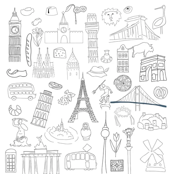 Vector symbols of many European countries — Stock Vector