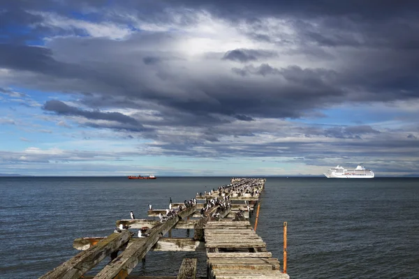 Widok z Punta Arenas, Cieśnina Magellana, Patagonia, Chile — Zdjęcie stockowe