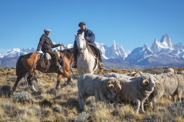 El Chalten, Mount Fitz Roy, Arjantin - 16 Nisan: Gaucho karşı