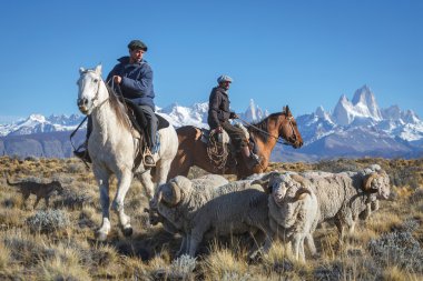 El Chalten, Mount Fitz Roy, Arjantin - 16 Nisan: Gaucho karşı