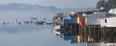 Houses on stilts (palafitos) in Castro, Chiloe Island, Patagonia clipart