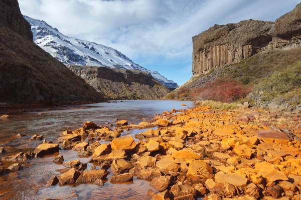 Agrio folyó, Patagónia, Argentína, tartományi Park Copahue - — Stock Fotó