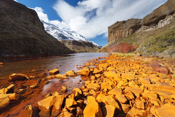 Agrio folyó, Patagónia, Argentína, tartományi Park Copahue - — Stock Fotó