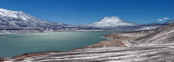 Зеленая Лагуна (Лагуна Верде) на границе Аргентины и Чили — стоковое фото