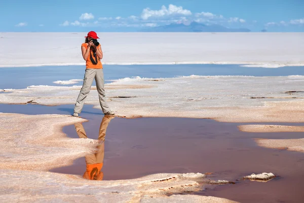 Salar de Uyuni est le plus grand plat salé du monde, Altiplano, Bol — Photo