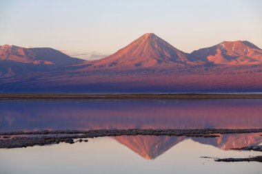 Tebenqueche lagün, Licancabur yanardağ, Atacama Çölü, Şili