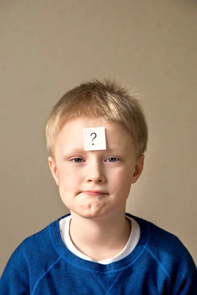 Boy with question mark — Stock Photo, Image