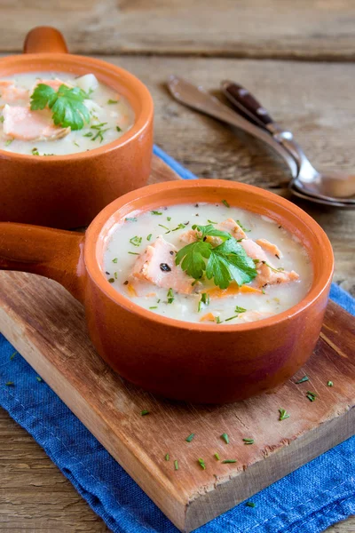 Minestra di salmone con tagliatelle — Foto Stock