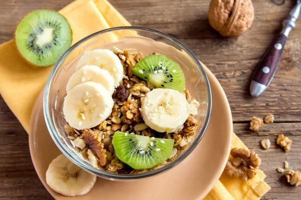 Granola with fruits and nuts — Stock Photo, Image