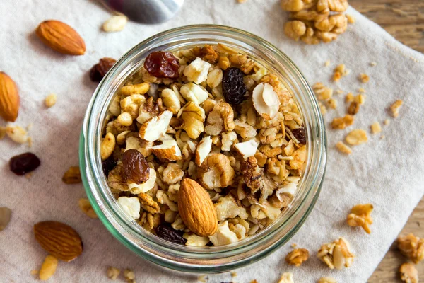 Homemade granola with nuts — Stock Photo, Image