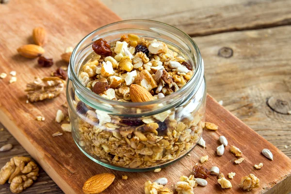 Homemade granola with nuts — Stock Photo, Image