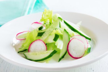 Turp, kereviz ve salatalık salatası