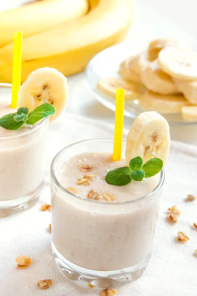 Pisang smoothie dengan oatmeal — Stok Foto