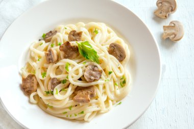 Spagetti makarna mantar ile