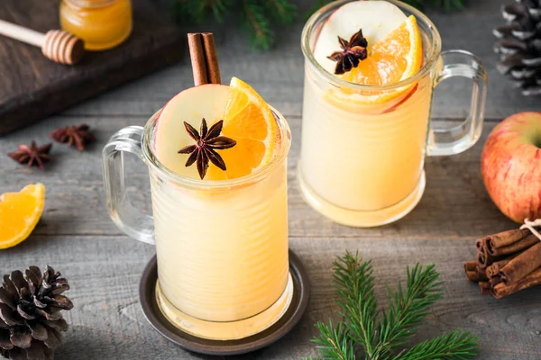 Seasonal Winter Christmas Hot Spicy Drink Mulled Cider Hot Rum — Stock Photo, Image