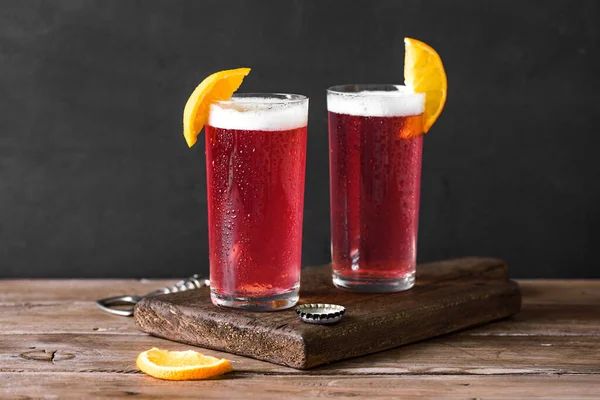 Toranja Cherry Radler Cocktail Cerveja Cítrica Bebida Refrescante Cerveja Frutas — Fotografia de Stock