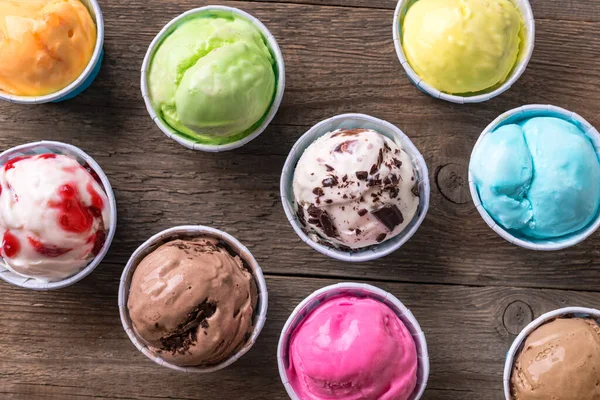 Fagylaltkeverék Különböző Fagylaltok Vagy Olasz Fagylalt Alapon Közelről Fagyasztott Joghurt — Stock Fotó