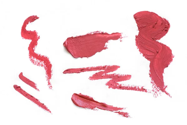 Lipstick Abstract Strokes Isolated White Background Various Swathes Sampler Lipstic — Stock Photo, Image