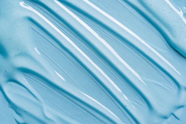 Textura Gel Fundo Azul Close Traços Gel Transparente Produto Cosmético — Fotografia de Stock