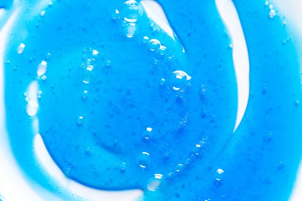 Mavi Şampuan Duş Jeli Dokusu Yakından Kabarcıklı Mavi Jel Kozmetik — Stok fotoğraf