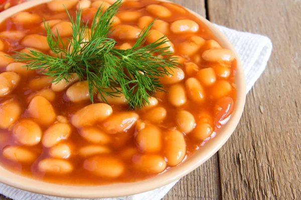 Feijão em sause de tomate — Fotografia de Stock