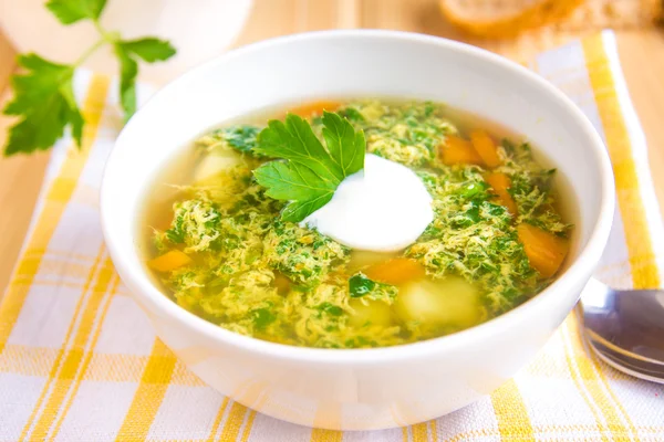 Soupe de légumes au persil — Photo