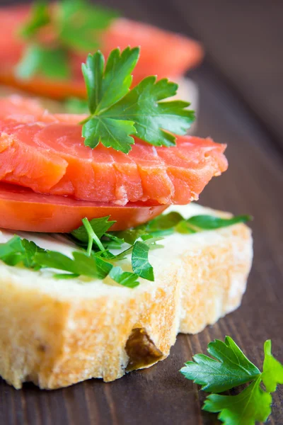 Sandwich with salmon — Stock Photo, Image