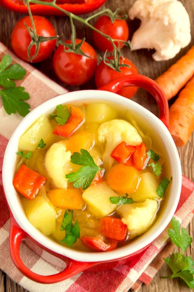 Supă de legume cu ingrediente — Fotografie, imagine de stoc