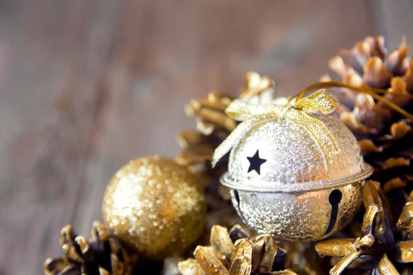 Christmas ornaments and cones — Stock Photo, Image