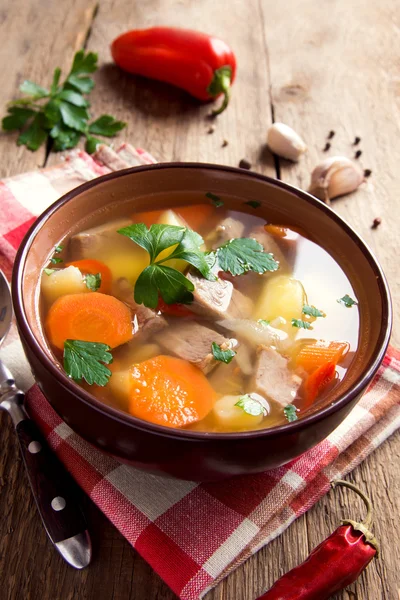 Masová a zeleninová polévka — Stock fotografie