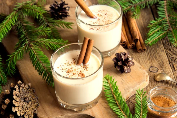 Eggnog with cinnamon Stock Photo