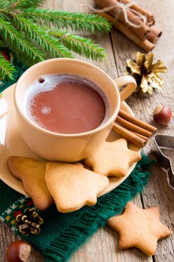 Gingerbread çerezleri sıcak çikolata