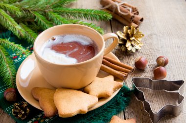 Gingerbread çerezleri sıcak çikolata