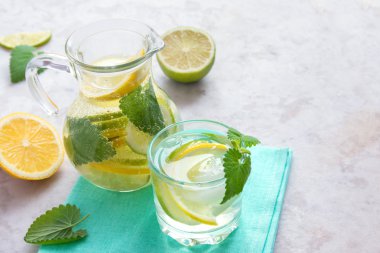 Detoks su kireç, limon ve nane ile