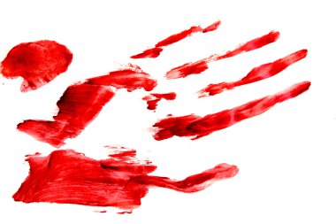 Bloodly kırmızı el ve parmak baskı