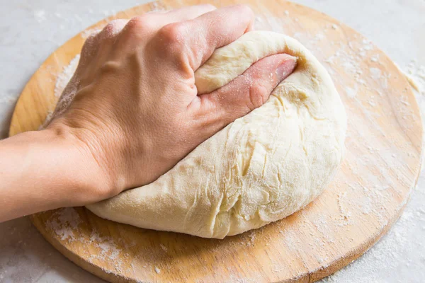 Hand knead dough — Stock Photo, Image