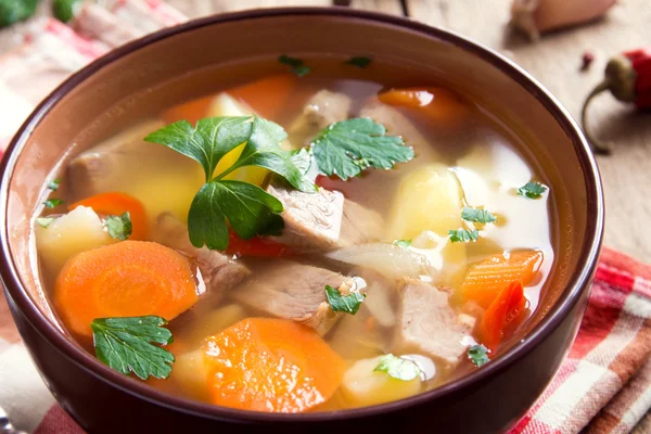 Masová a zeleninová polévka — Stock fotografie