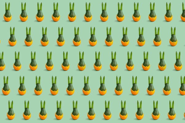 Colorful easter minimal pattern green avocado bunny