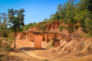 Phae Mueang Phi Orman Parkı, kumtaşı erozyon kanyonu, Tayland Phrae 'deki ünlü turizm merkezi.