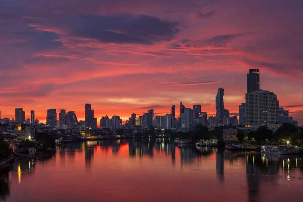 Bangkok City Center Financial Business District Waterfront Cityscape Chao Phraya — Stock Photo, Image