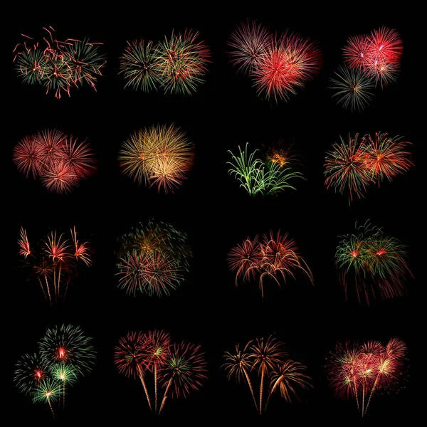 暗い空の背景コレクションの花火 お祝いと新年の概念 — ストック写真