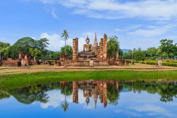 Estátua Buda Pagode Complexo Mosteiro Ruínas Templo Wat Mahathat Com — Fotografia de Stock