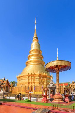 Wat Phra 'daki Altın Pagoda Haripunchai Woramahawihan, Lamphun, Tayland' ın kuzeyinde.