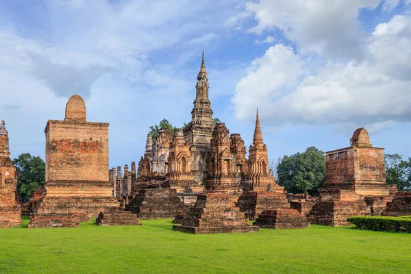 Oude Pagode Kloostercomplex Wat Mahathat Tempel Sukhothai Historisch Park Thailand — Stockfoto