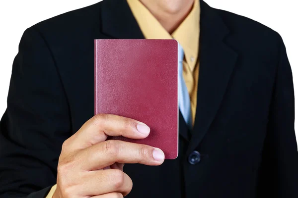 Affärsman som håller passet konceptet business travel — Stockfoto