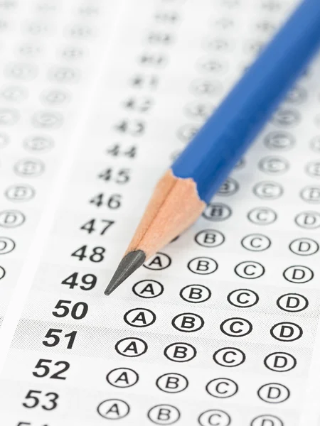 Blanked answer sheet focus on pencil — Stock Photo, Image